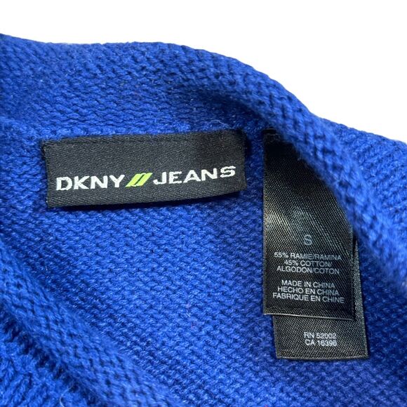 DKNY Jeans Sweaters Men's Small Blue Knit Logo Crew Ramie Insulated Pullover NWT - Picture 6 of 9